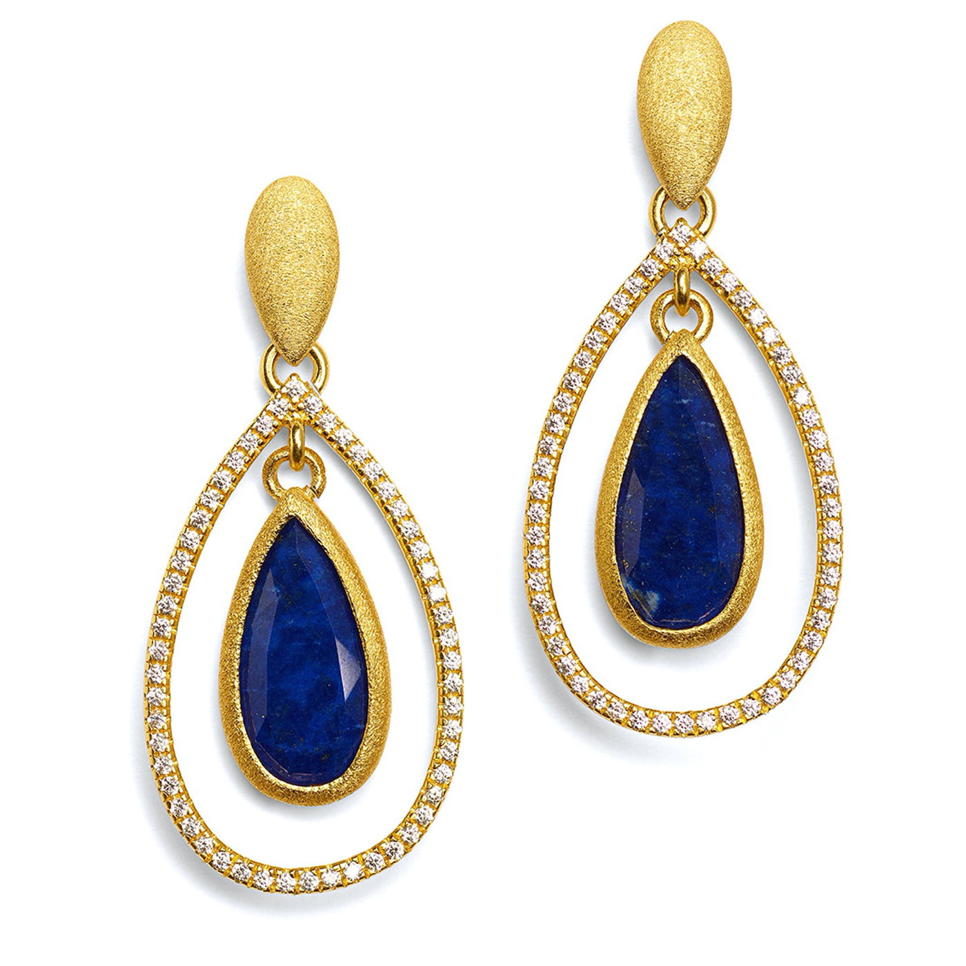Venezia Designlinie Aqua Ohrhänger mi Lapislazuli 24 Karat 15711236