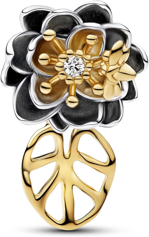 PANDORA Charm Goldfarben Disney Prinzessin Tiana Lotusblume 764326C01 