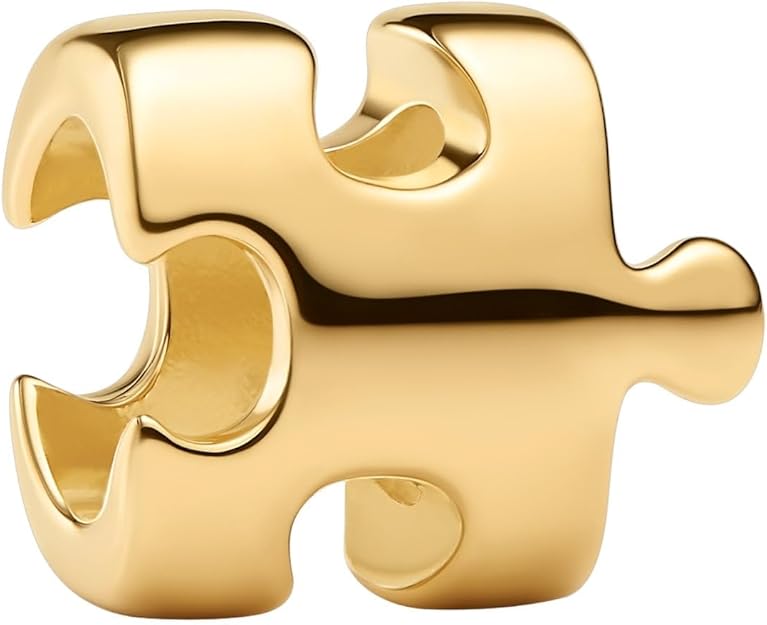 PANDORA Moments Puzzleteil Mini-Charm mit 14k vergoldete Metalllegierung, Kompatibel Moments, 764514C00 